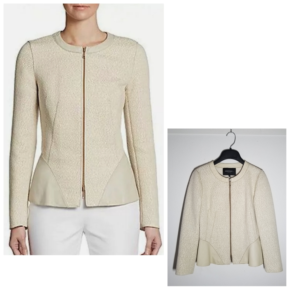 Lafayette 148 New York Tweed Leather Blazer XS